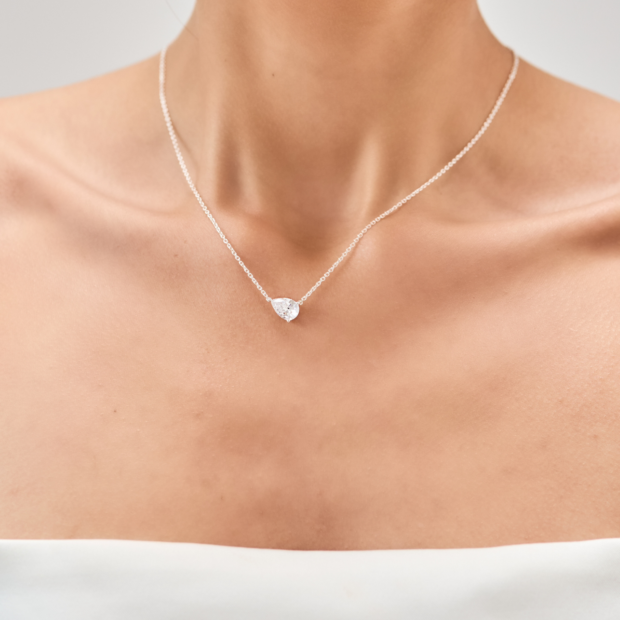 Pear Solitaire Necklace