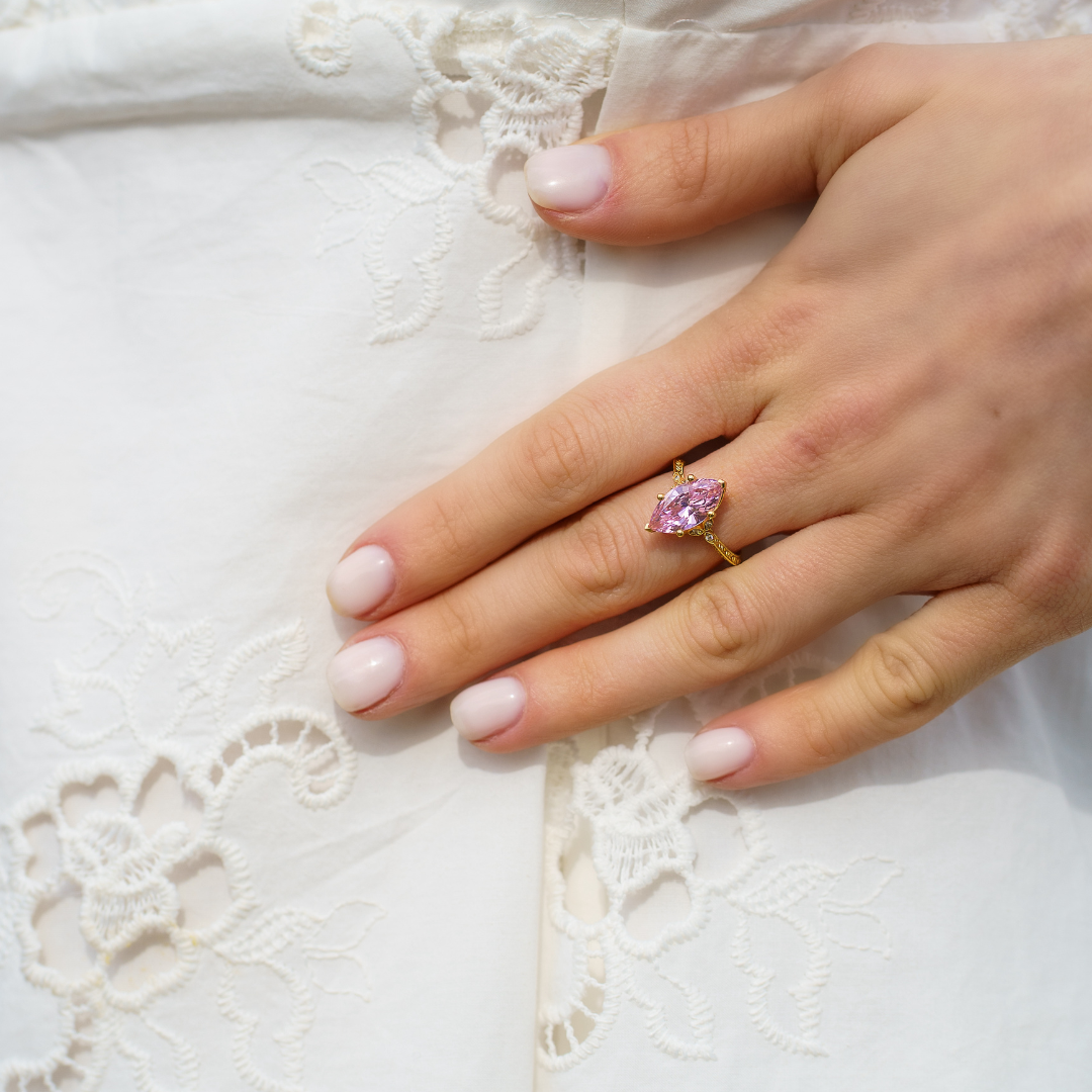 Pink Marquise Promise Ring