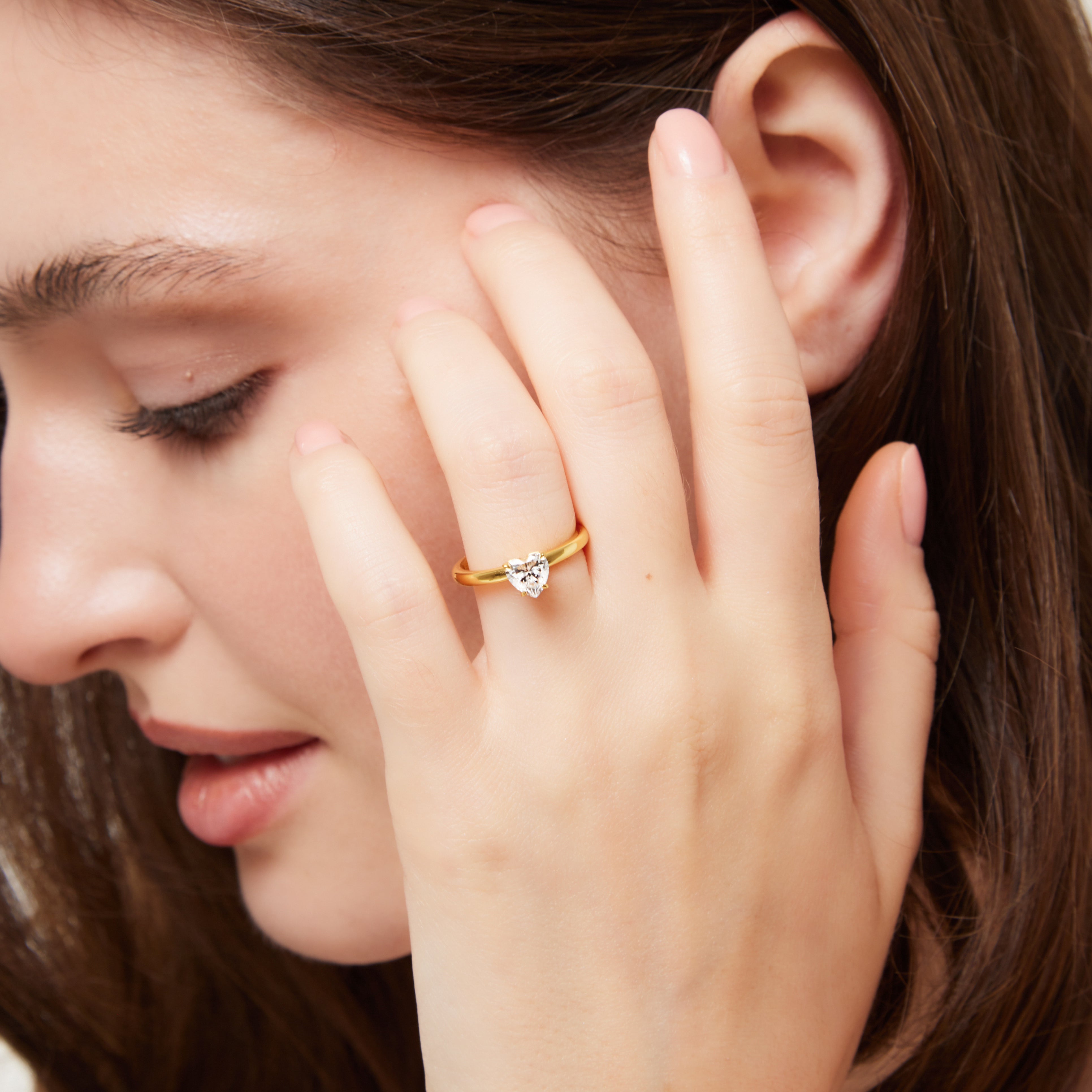 1ct heart shaped solitaire ring in 18ct gold vermeil the promise co.