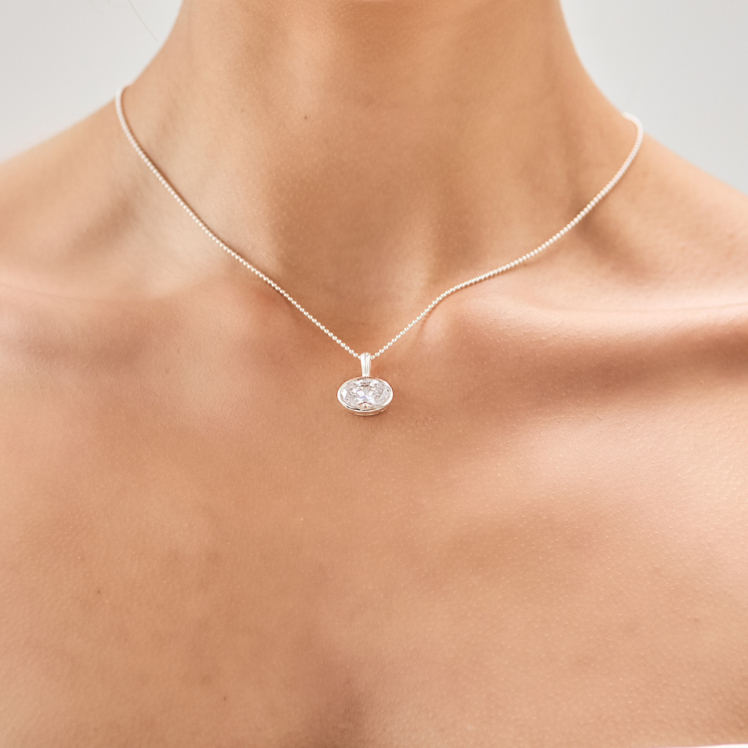 Moissanite Oval Bezel Necklace
